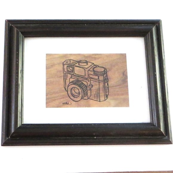 Set Of 2 Framed Sketches Of Cameras Wall Decor Photographers Studio - Picture 2 of 5